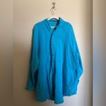 Free People  summer daydream button down shirt sz xl in aqua blue plus size gauze Photo 1
