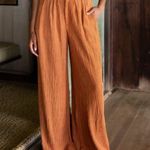 Savannah Morrow Copper Brown Wide Leg Pants SMALL Slouchy Crinkle Designer $420 Photo 0