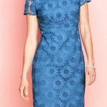 Talbots  Dress Sunflower Lace Sheath Short Sleeve Cornflower Blue Size 6 Feminine Photo 0