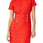 Ann Taylor  LOFT | 8 M | red tweed sheath mini dress Holiday Sheath Short Sleeve Photo 0