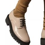 Maeve Anthropologie Oxford Leather Sand Tan Lace Up Shoes Size 8 Size 38 Photo 1