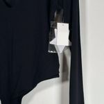 Good American Black Low Down Deep V Bodysuit Large New Shoulder Pad Long Sleeve Photo 5