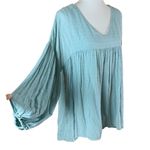 Versona  Swiss Dot Long Sleeve Babydoll Tunic Top Blue Medium Photo 1