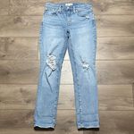 Madewell  The Slim Boy Jean Mid Rise Distressed Stretch Blue Jeans Size 26 Photo 1