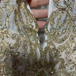 XScape Embellished Embroidered Mikado Party Dress White Gold Size 2 EUC Photo 14