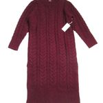 Tuckernuck NWT Hyacinth House Maddox in Maroon Cable Knit Midi Sweater Dress M Photo 4