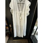 Flawless NWT  Women's White Ruffle Sleeve Button Front V-Neck Maxi Dress Size S Photo 9