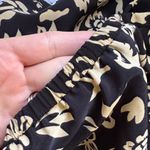 Unique Vintage Black and Cream Floral A-Line Skirt Photo 5