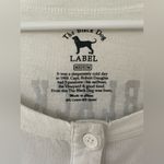 The Black Dog  Label white / black cotton, 3/4 sleeve, button up Henley top; M Photo 4