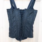 VTG Womens Corset Top Size XS Black Zip Front Lace Back Adjustable Romantic Vamp Photo 4