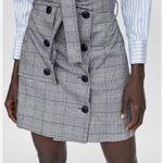 ZARA Black and Gray Plaid Mini Skirt Photo 0