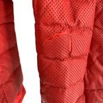 Moncler Rare  Coral Red Perforated Faux Leather Puffer Jacket Size Medium Photo 4