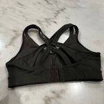 Yvette Medium Impact Sports Bra Caged Criss Cross Back Olive Green Activewear Photo 2