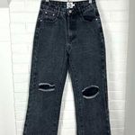 Princess Polly  Washed Black Distressed Knee Jeans Size 2 Photo 0