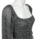 Nasty Gal Black Heart Print Peplum Square Neck Balloon Sleeve Crop Top Blouse 10 Photo 4