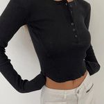 Commense Women's Henley Top Knit Slim Fit Stretch Long Sleeve Black Size XS NWT Photo 0