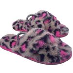 Wonder Nation faux fur cheetah print crisscross slide slippers women Size 6 Photo 0