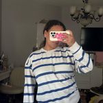 Blue & white striped sweater crewneck coastal summer Size L Photo 0