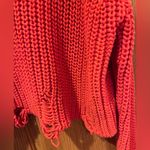 ZARA ‎ Flame Orange Distressed Ripped Oversized Cropped Knit Sweater Size Small Photo 11