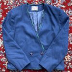 Pendleton VNTG  Wool 2-Piece Blazer Suit Skirt Set Green Navy Plaid Petite 10/12 Photo 1