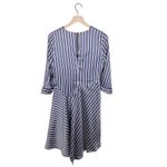 Banana Republic  Navy Blue PJ Stripe Asymmetrical Draped Satiny Shift Dress Sz 6 Photo 2