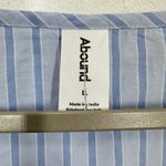 Abound  Blue Striped Puff Sleeve Square Neck Tie Front Crop Top Womens L Photo 5