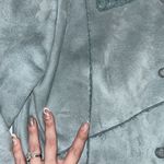 Dana Buchman Blue Ultrasuede Faux Fur Shearling Coat 2 Photo 4