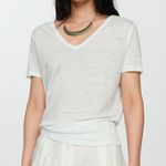 Mango New MNG  Sheer V neck white top Photo 0