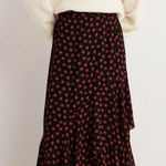 Boden Tiered Multi Ruffle Maxi Skirt Red Black Floral Size 8 Photo 0