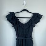 Hill House The Ana Nap Dress Mini V-Neck Poplin Black Size Small Elegant Photo 4