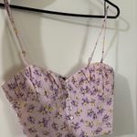 ZARA woman’s floral print linen blend crop top Photo 3