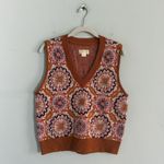 Anthropologie Maeve Vera Honey Brown Combo Jacquard Sweater Vest Photo 4