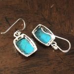 Sterling Silver BARSE Turquoise Rope Braid Framed Drop Earrings Photo 3