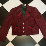 Vintage Edith Moser Cropped Blazer Red & Green Diamond Pattern sz 38 US SZ 10 Size M Photo 1