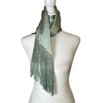 Free People  Charmer Fringe Skinny Scarf Mint Green Elegant Silky Evening Glam Photo 4
