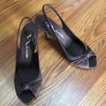 Nina  Brown Peep Toe Sling Back Dress Heels S7.5 Photo 4