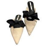 ZARA Black and Cream Mules with Bow Detail Photo 1
