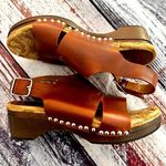 Thakoon Addition Leather Slingback Stud Detail Wood Clog Sandals​​​​ Brown Size 7.5 Photo 1