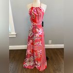 Lulus NWT  Whirlwind Red Multi Scarf Print Satin Maxi Dress Size Small‎ Photo 5
