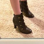 Hot Kiss Brown Booties with Gold Buckles Photo 0
