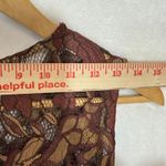 Calvin Klein  2 Lace Brown Dress Floral A-Line Sheath Fringe Formal Wedding Party Photo 8