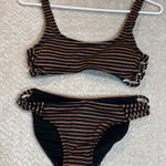 Xhilaration Strappy Bralette Bikini Set - Black Metallic Stripe Size Small, NWT Photo 0