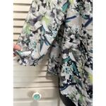 Ana Green/Gray/Purple Floral‎ Chiffon 3/4 Sleeve Blouse Size M Elastic Waist Green Size M Photo 3