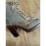 Michael Kors tan chunky heel sparkly boots leather suede size 6M New combat Photo 6