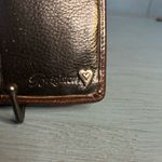 Brighton  Vintage Leather Bifold Wallet Brown Black Slip zip pockets Silver logo Photo 2