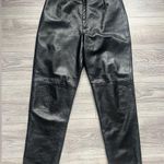 Lands' End VINTAGE Lands’ End 100% Lambskin Black Straight High Rise Leather Pants Size 12 Photo 0