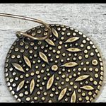 Brass colored fish hook disc earrings Photo 5