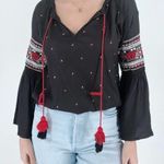 Ban Jara Boho Embroidered Black Blouse with Bell Sleeves Photo 0