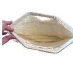 Vintage 70s White Crochet Clutch Bag 12x9 Handmade Beaded Photo 2