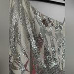 B Darlin B. Darlin One Shoulder White Silver Sequin Mini Y2K Party Dress Size 1/2 Junior Photo 2